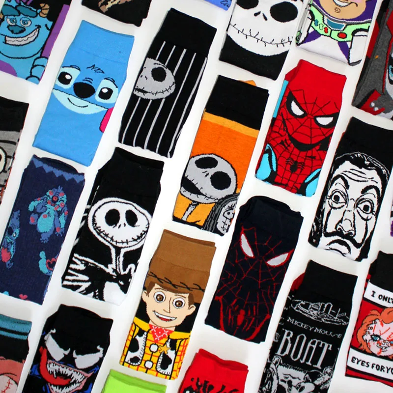1 Paar lange Herrensocken, neue Anime-Roman-Paar-Cosplay-Socken, Damen-Hip-Hop-Halloween-Harajuku-Happy-Funny-Socken, Größe 36-44,5