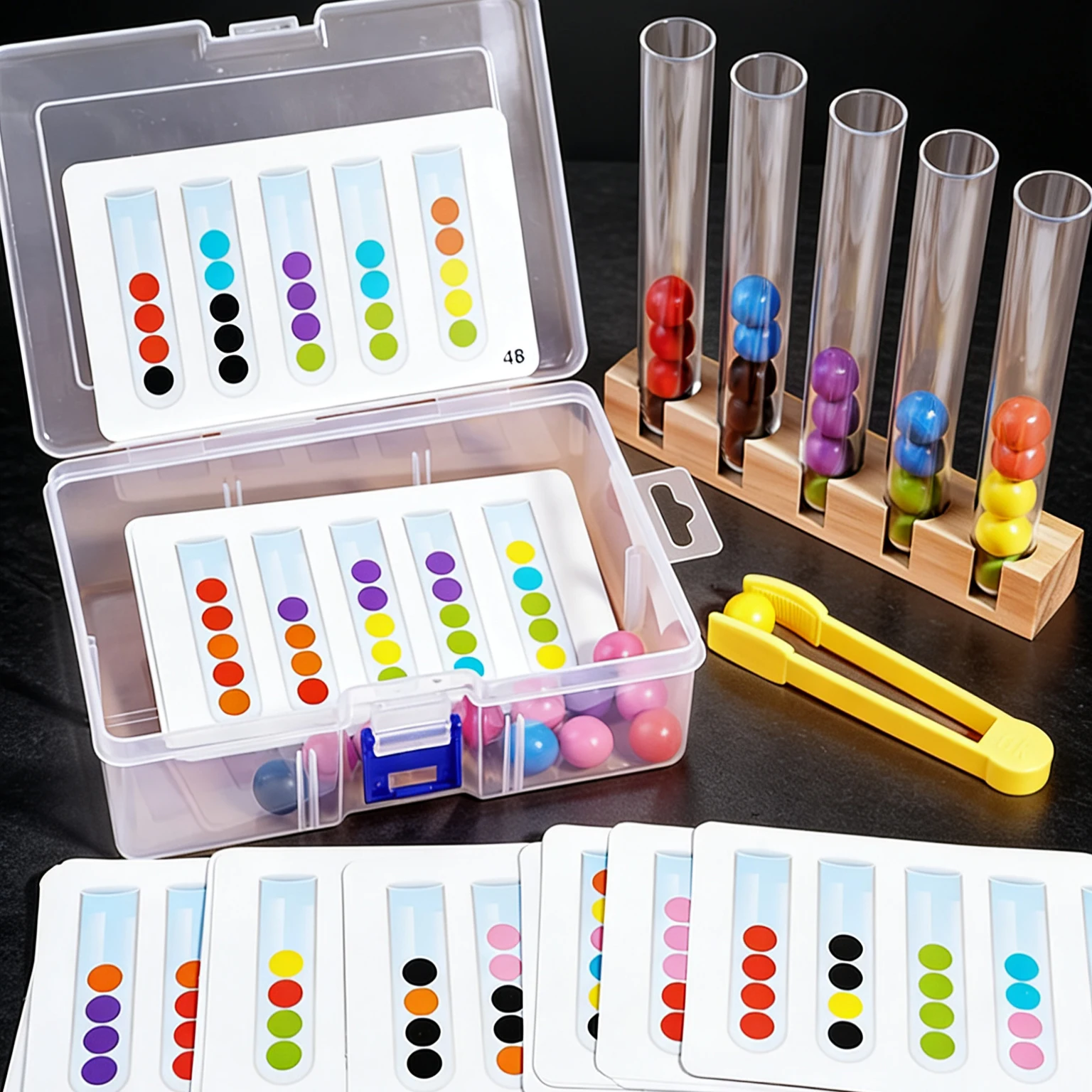 Pädagogisches Holzspielzeug für Kinder, bunte Perlensortierzange und Pinzette, fördert die Feinmotorik und Konzentration, ab 3 Jahren