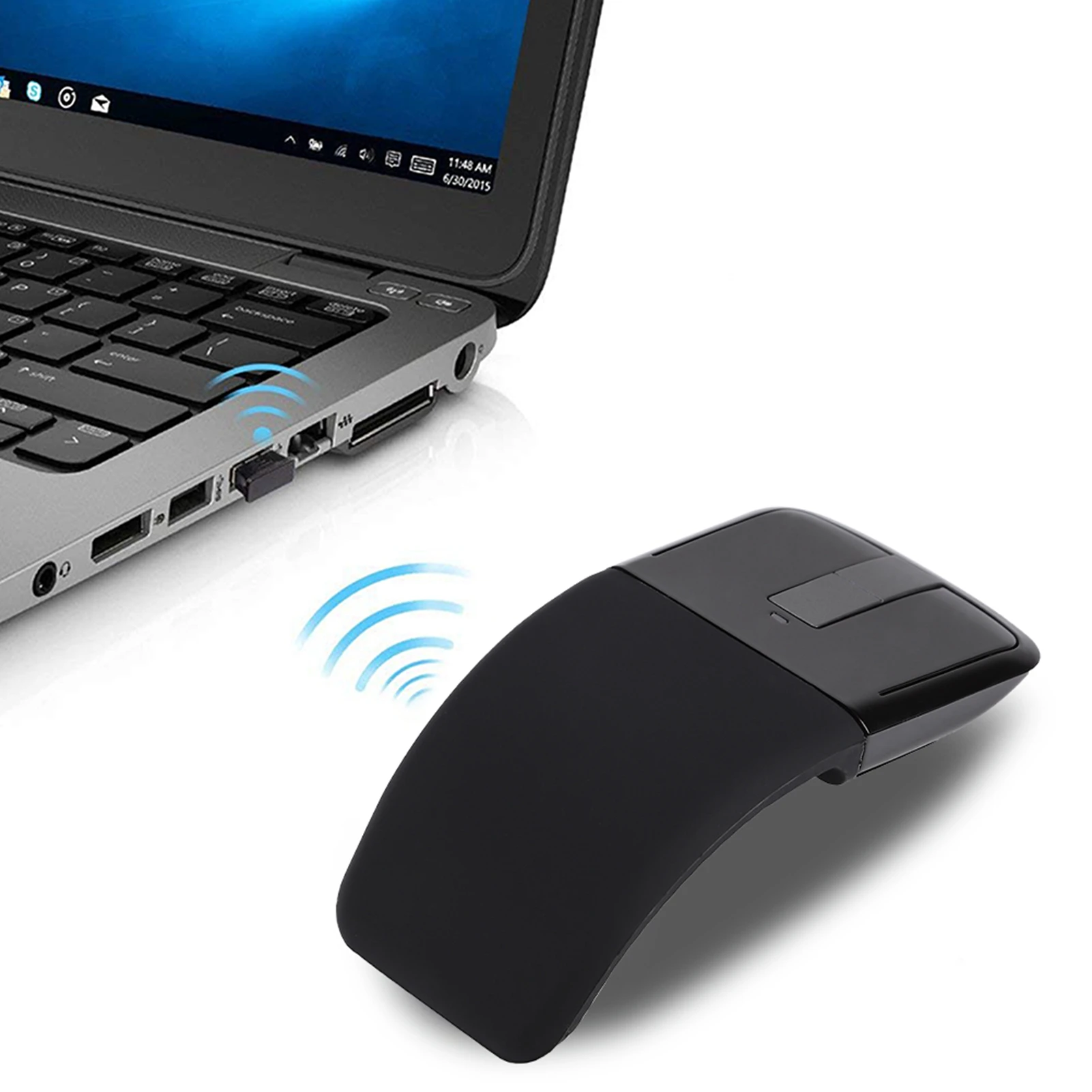 1600 dpi Drahtlose Computer Maus Tragbare Drahtlose Arc Maus Touch Dünne Tragbare Falten Optische Maus Empfänger Image