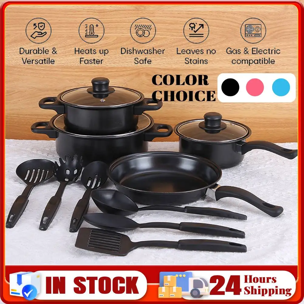 12-teiliges Antihaft-Kochgeschirr-Set, Stapelbare Kochtöpfe & Tiefe Bratpfanne mit Deckel, für Alle Arten von Kochfeldern Küchenzubehör Image