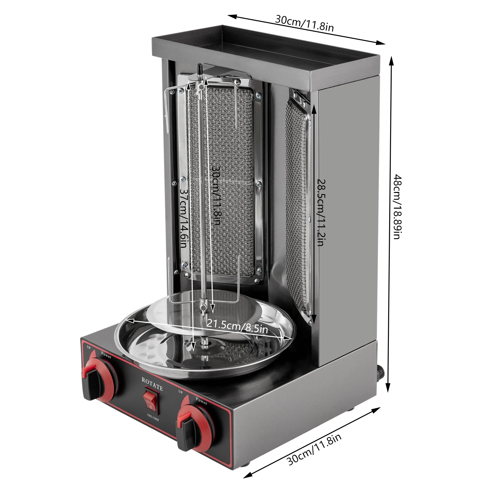 Gas-Vertikal-Schawarma-Maschine Döner-Kebab-Grill Gyro-Rotisserie-Ofen Fleischgrill mit 2 Brennern für Gewerbe, Haushalt und Restaurant Image