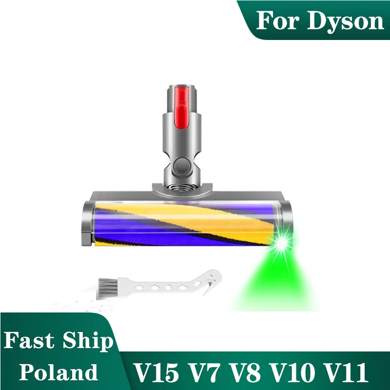 Bürstenkopf für Dyson V15 V7 V8 V10 V11 Staubsauger, weiche Rollenbürsten mit Direktantrieb und 4 LED-Leuchten für Hartböden Polen Image