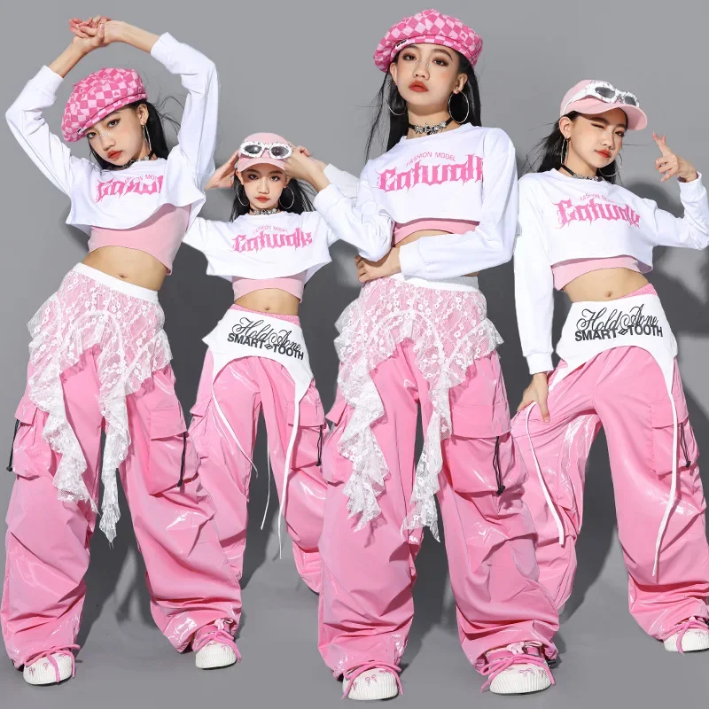 Neue Kpop Jazz Dance Kleidung Für Mädchen Mode Hip Hop Performance Tragen Kinder Rosa Shuffle Street Dance Show Tänzerin Outfit