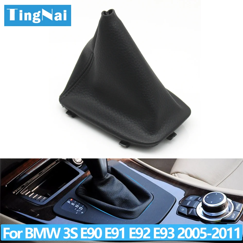 Automatischer Schaltknauf aus Leder mit Schaltsack-Abdeckung und Rahmen für BMW 3er Serie E90 E91 E92 E93 2005-2011 25167592028 Image