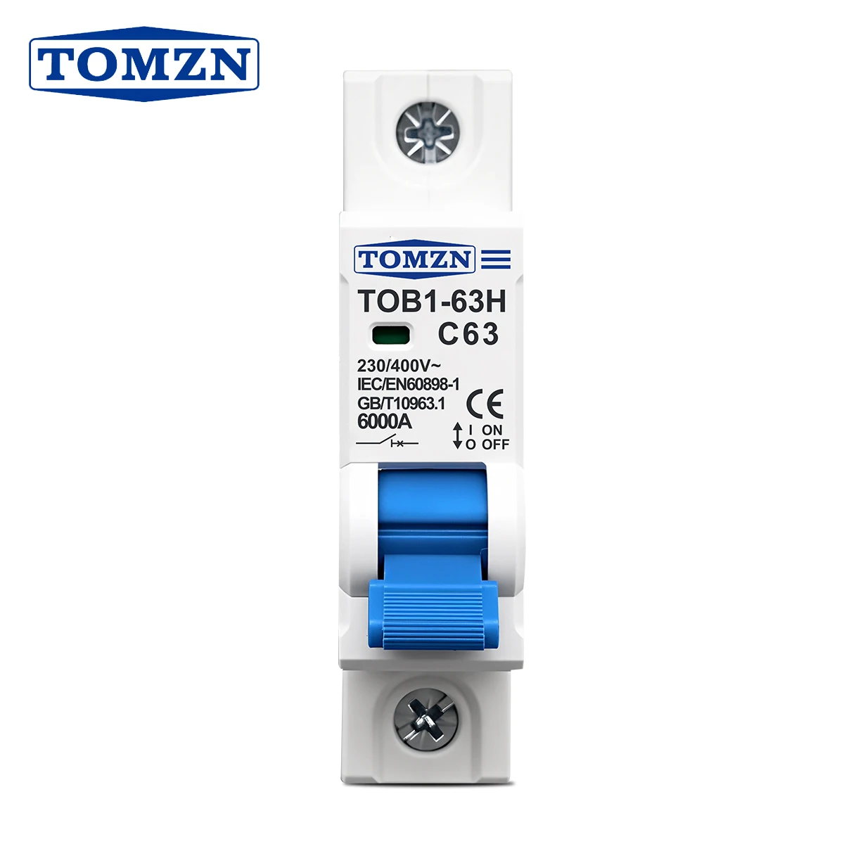 TOMZN 1P AC MCB TOB1-63H Typ C 230/400V~ 50Hz/60Hz Mini-Leitungsschutzschalter 3A 6A 10A 16A 20A 25A 32A 40A 50A 63A Image