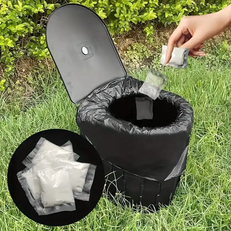 Kein Auspacken erforderlich –[Tragbar | Saugfähiger Hocker] Tragbare Outdoor-Toilette, Camping-Toilettenpapier im Beutel, Outdoor c Image