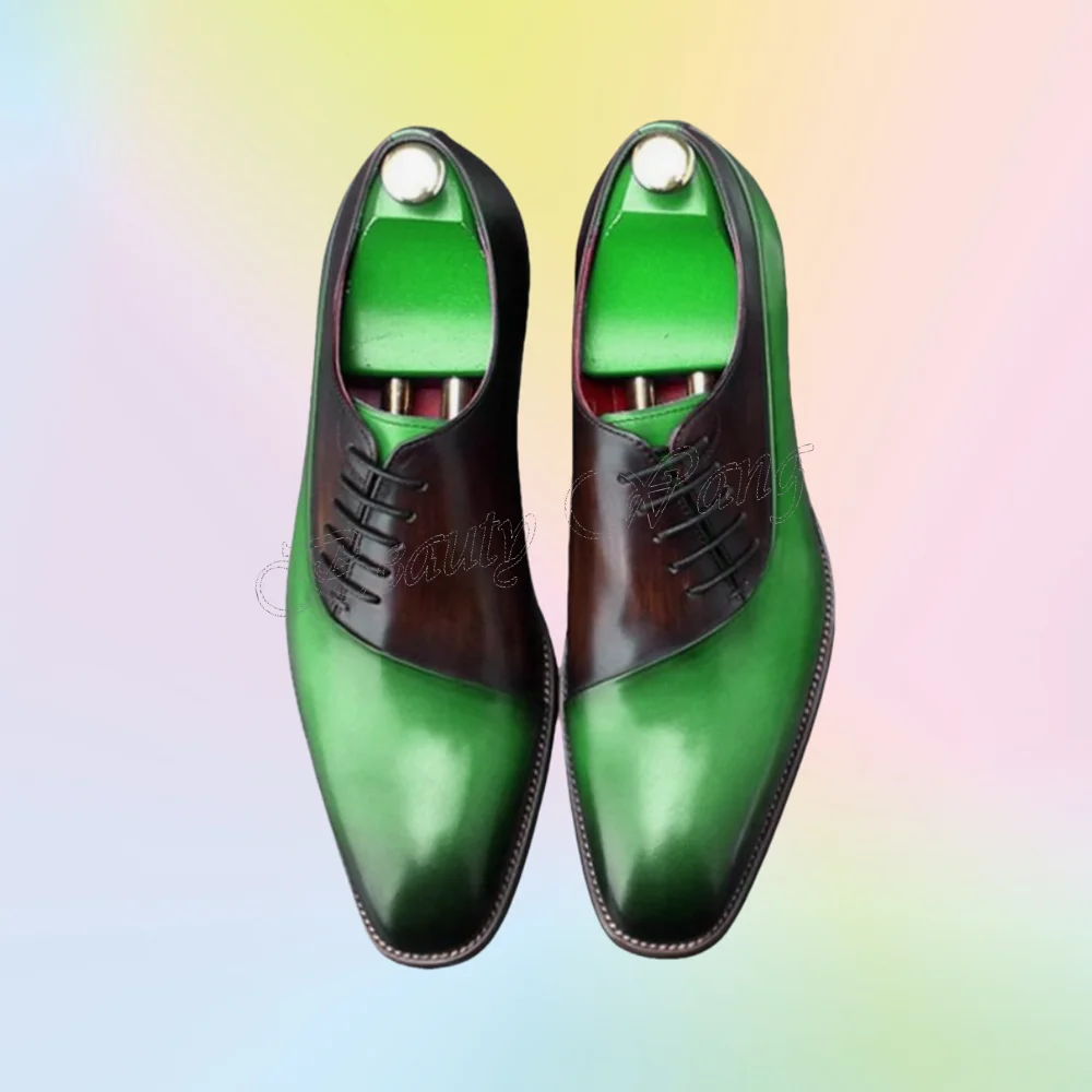 Schwarz Grün Patchwork Männer Schuhe Schnüren Weiche Pumps männer Kleid Schuhe Herren Slip auf Party Schuhe Große Größe 47, Sprig Herbst