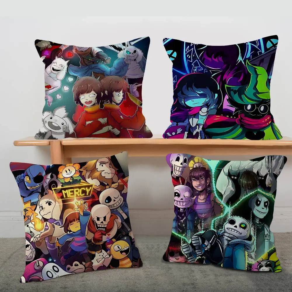 Hot Video Game U-Undertale Kissenbezug, Auto-Kissenbezug für Sofa, Auto, Weihnachtsgeschenk, 40 x 40 cm, 45 x 45 cm