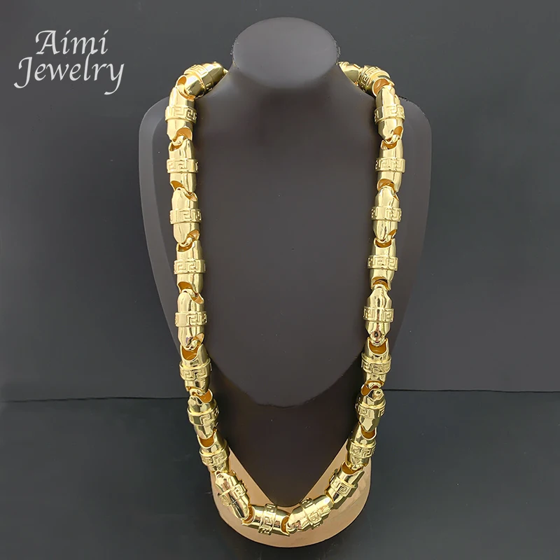 75 cm lange Hip-Hop-Halskette mit trendiger 18-Karat-Vergoldung, kräftige Kette für Männer, goldener italienischer Schmuck, Party, Bankett, Geburtstagsgeschenke Image