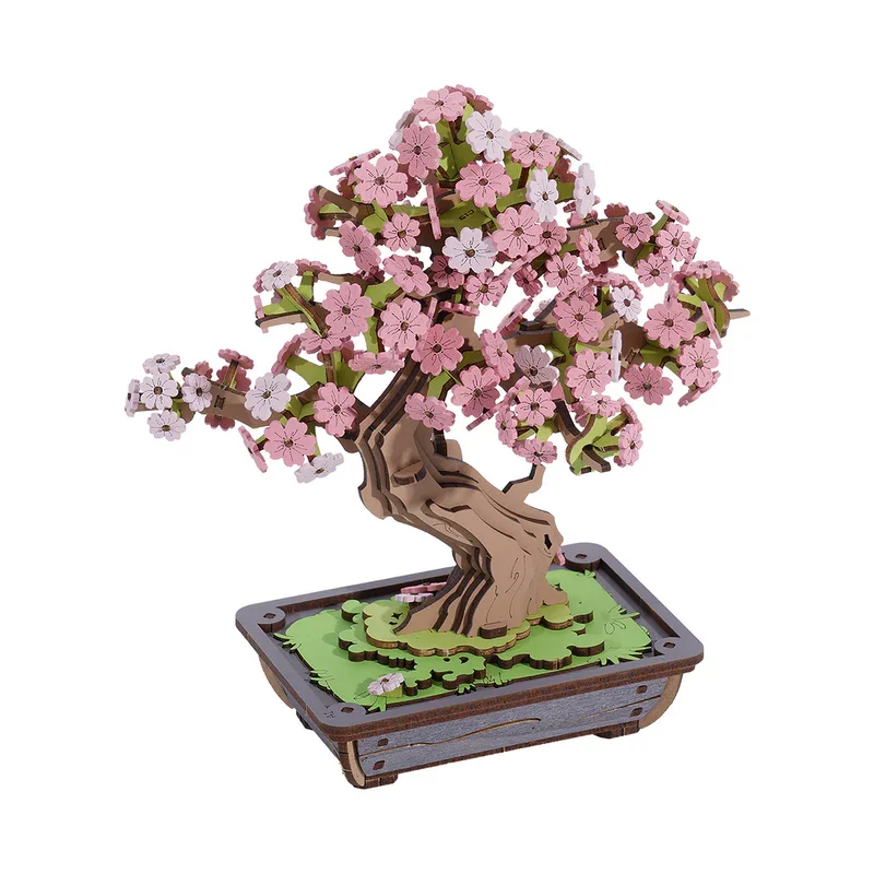 Robotime Rolife DIY Holz Sakura Bonsai DIY Holz 3D Puzzle Handwerk Holz Blumen Geschenk für Mutter Frau Freunde Image