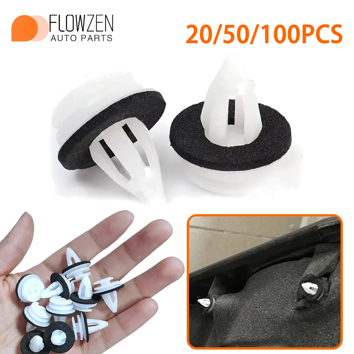 20/50/100 Stück Kfz-Türverkleidungs-Befestigungsclips mit Dichtungsring, Schraubbefestigung, Niete, Türverkleidungs-Clip, Befestigungsteile für Kraftfahrzeuge Image