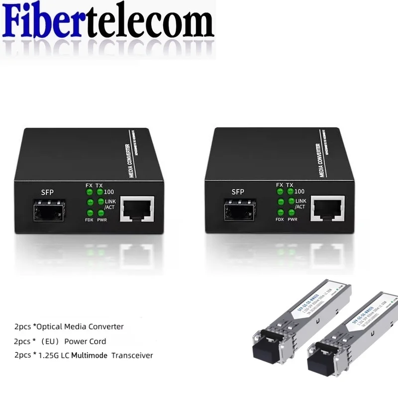 Gigabit SFP LC Multimode Modul Glasfaser zu RJ45 Ethernet Medienkonverter Glasfaser-Transceiver mit 1,25G SFP LC Modul Image