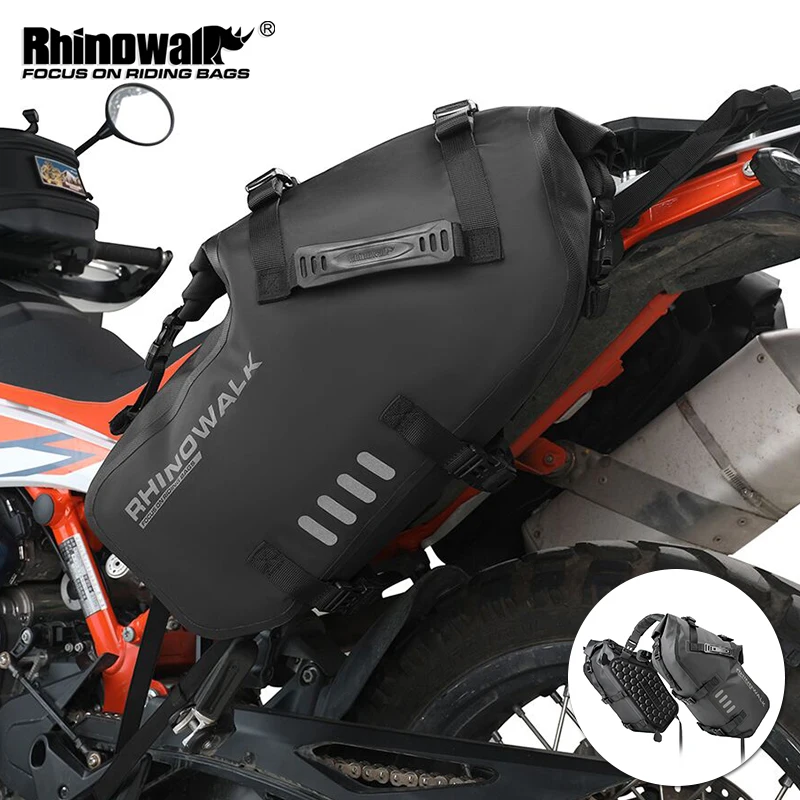 Rhinowalk Motorrad-Seitentasche, wasserdicht, 18 l–48 l, universelle Reisegepäck-Satteltasche, Aufbewahrungstasche für BMW KTM-Zubehör Image
