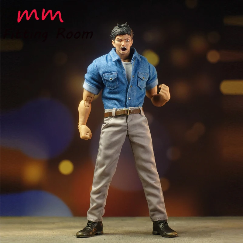 Männliche Soldatenpuppe im Maßstab 1:12. Zubehör: blaues Hemd, lockere Khaki-Hose mit Gürtel, passend für 6-Zoll-Actionfiguren-Kleidung Image