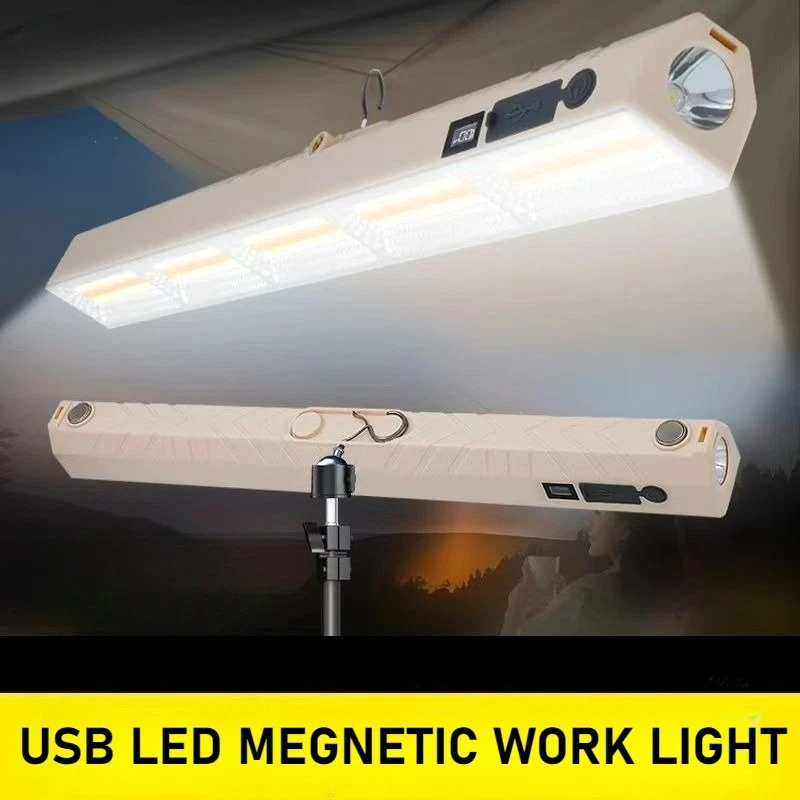 Tragbare Campinglampe LED Magnetische Arbeitsleuchte mit Haken USB Aufladbare Hochleistungs-Notlampe für Outdoor Picknick BBQ