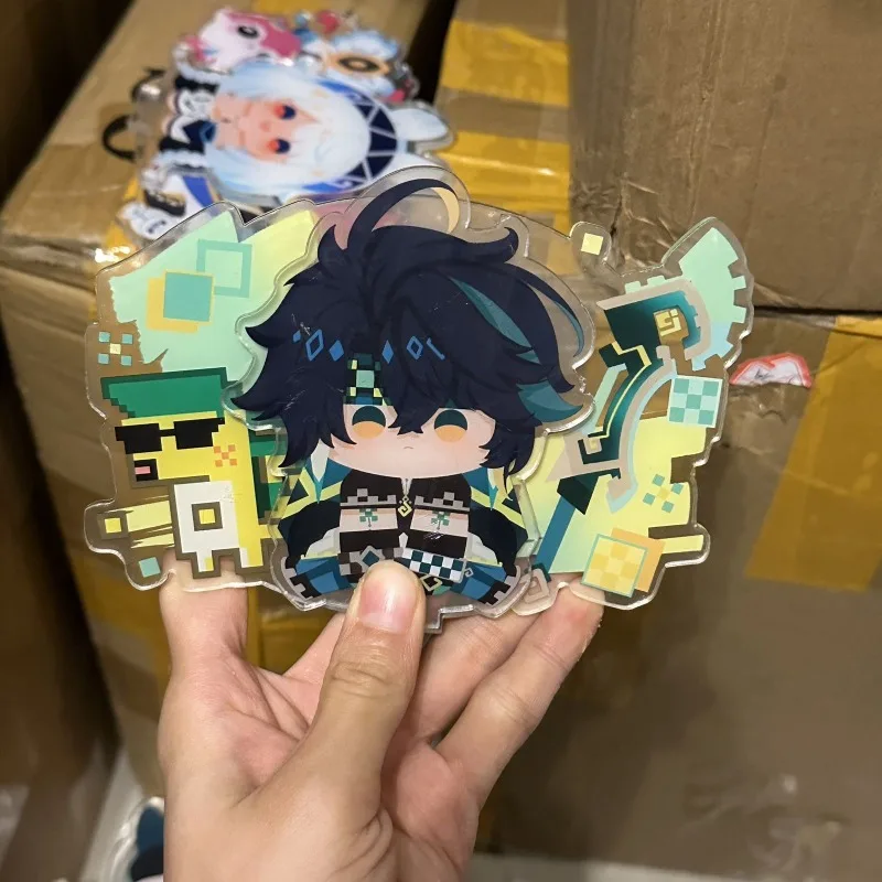 Dōjin Works Genshin Impact Cute 15 cm Kinich Double Insertion Acryl Standmodell Abzeichen Platte Schreibtisch Dekor Stehendes Schild Fans Geschenke Image