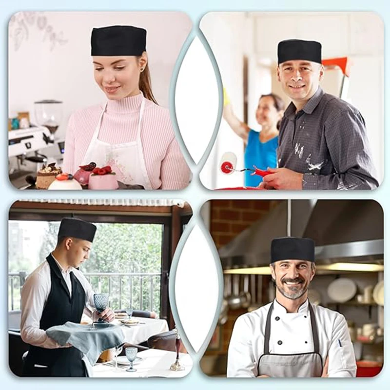 Unisex-Kochmütze, Piratenmütze, Service-Kellnermütze für Hotel, Restaurant, Bäckerei, Küche, Restaurant, Esszimmer, 30 x 20 x 12 cm Image