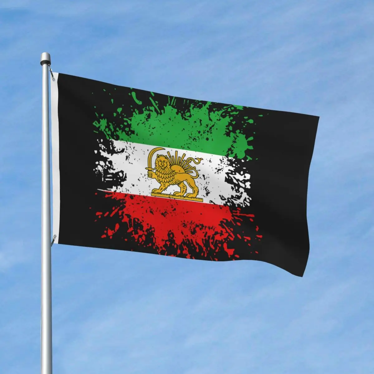 Iran-Flagge mit Löwen- und Sonnenmotiv, persische Flagge von Iran, lustige hängende Polyester-Flaggen, 90 x 150 cm, individuelles Banner für College-Wohnheim, Schlafzimmer Image