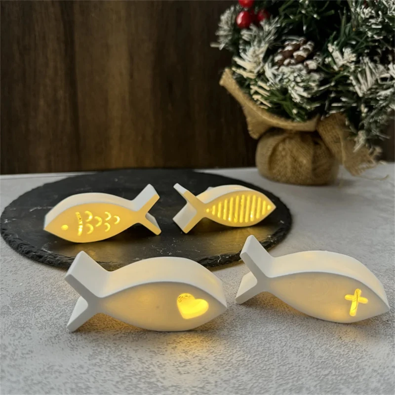 Jesus Fisch Silikonform Ballon Licht Ornament Form Kerzenhalter Wiederverwendbare Fisch Nicht klebrige Ornament Tropfform Home Decor Image