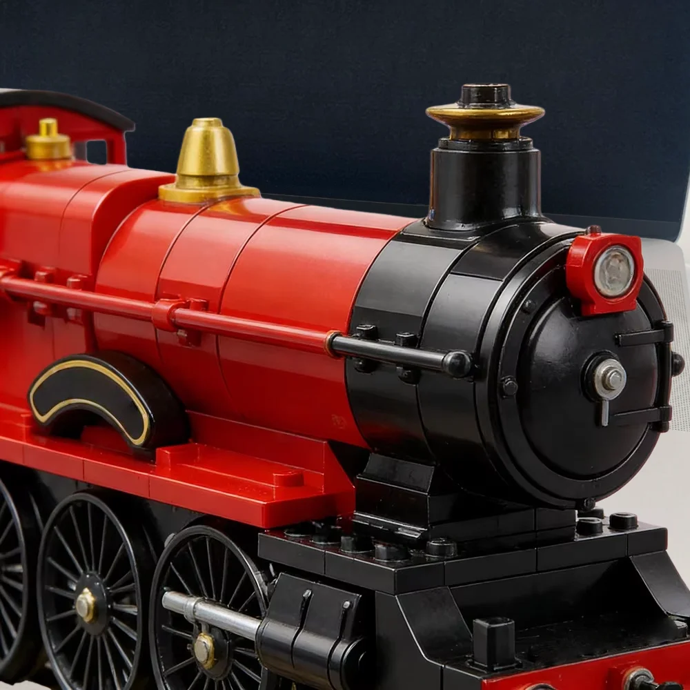 Die neuen MOC Retro-Dampflokomotiven-Bausteine, anspruchsvolles Bahnhof-Straßenansicht-Modell, Sammlerstück für Erwachsene, Deko. Image