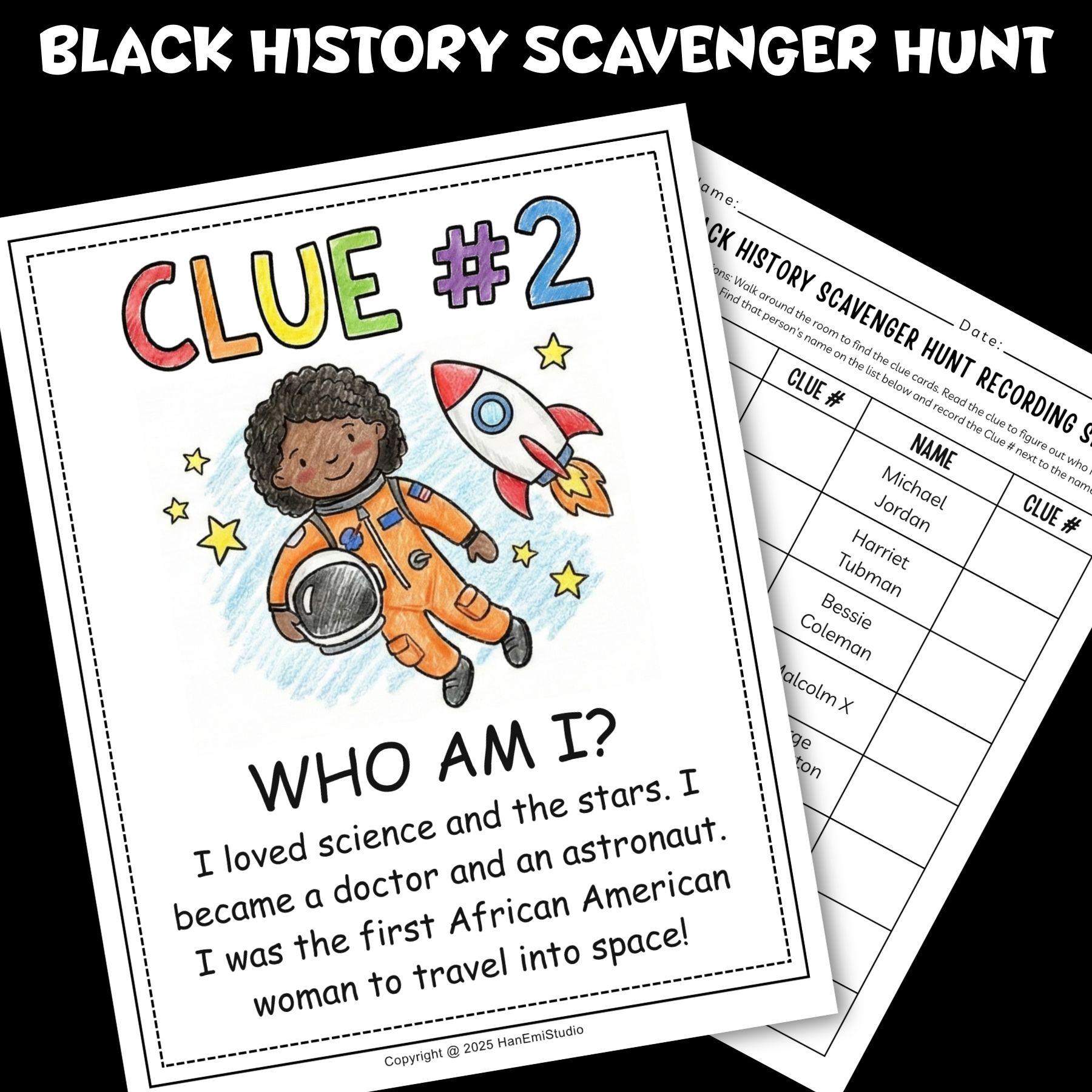 Caccia al tesoro per il mese della storia dei neri; Attività stampabili per la classe durante il mese della storia dei neri; Gioco sulla storia dei ne