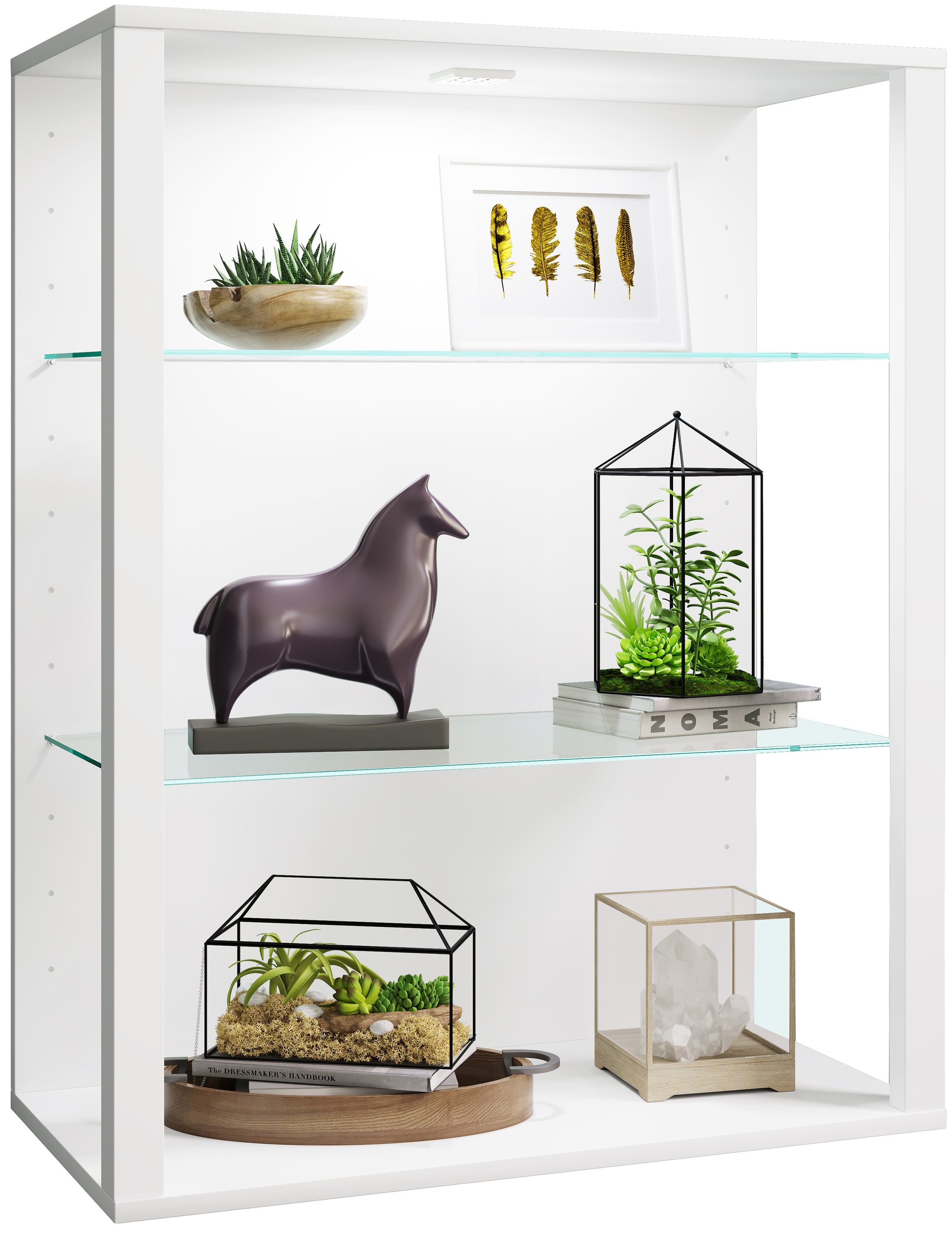 Wandregal VCM "olz Glas Stand Vitrine Sammelvitrine Glasol LW", weiß, B:70cm T:35cm, Regale, Wandregal Image