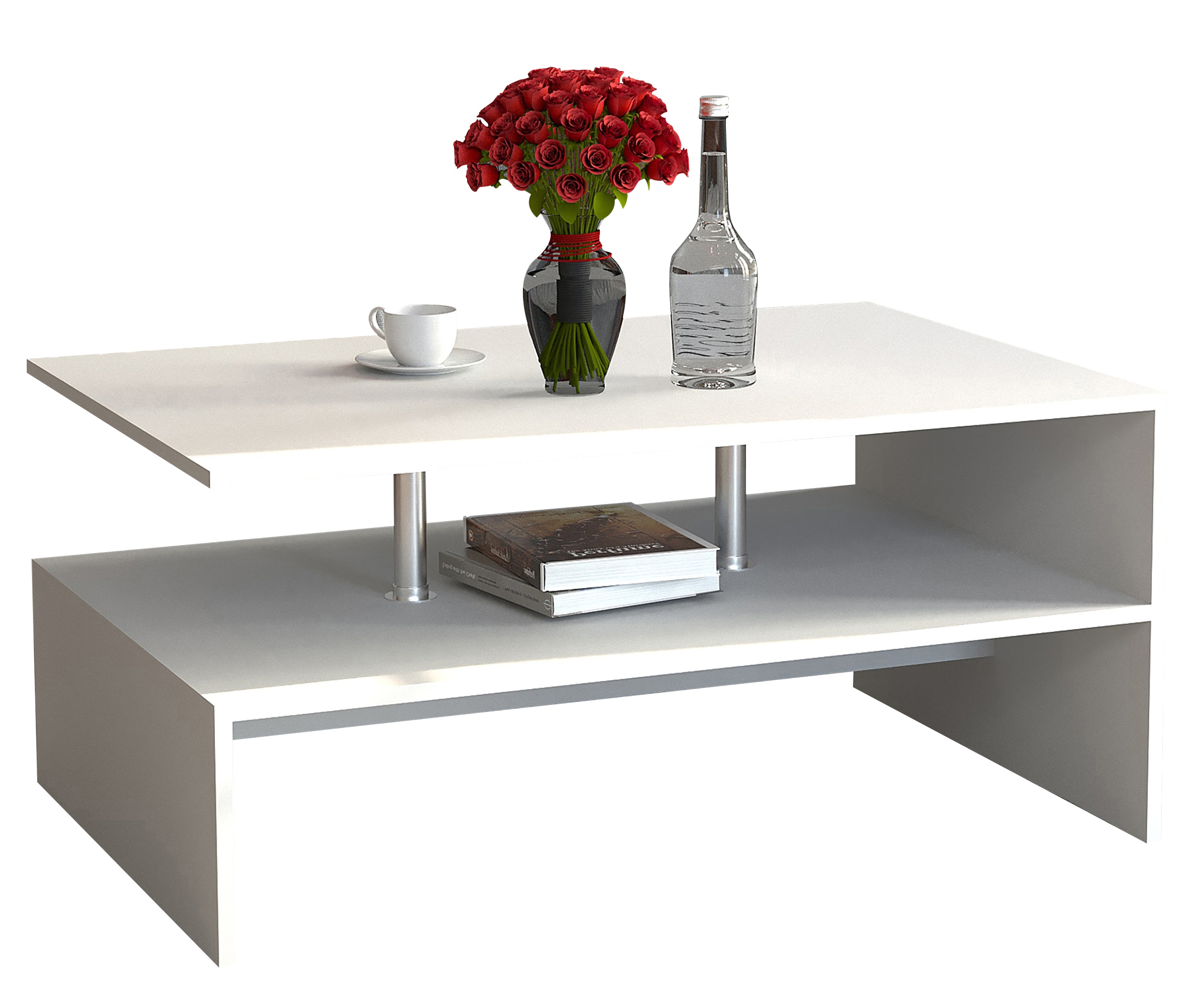 Couchtisch VCM "Holz Sofatisch Couchtisch Wohnzimmertisch Maliso L", weiß, B:90cm T:60cm, Tische, Couchtisch Eckige Couchtische