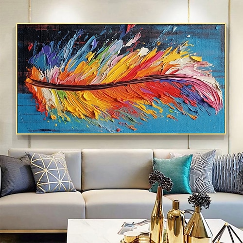 Handgefertigtes Ölgemälde auf Leinwand, Wandkunst-Dekor, Original-Federgemälde für die Inneneinrichtung mit gespanntem Rahmen/ohne Innenrahmen-Gemälde Image