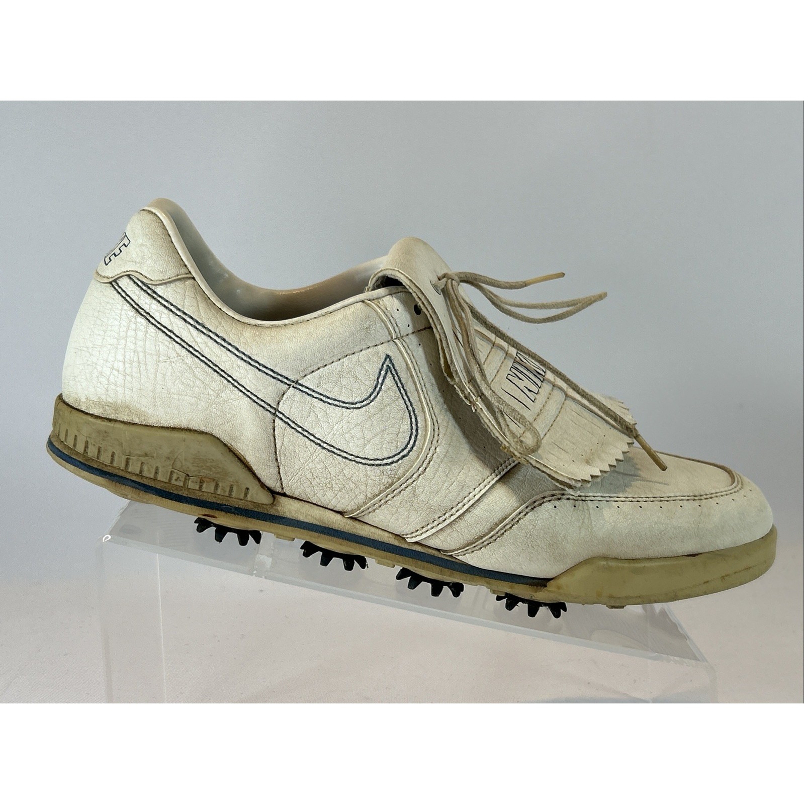Nike Shoes | Vintage Nike Golf Shoes Men's Size 11.5 Kiltie Leather Cleats Spikes 1980's | Color: White | Size: 11.5