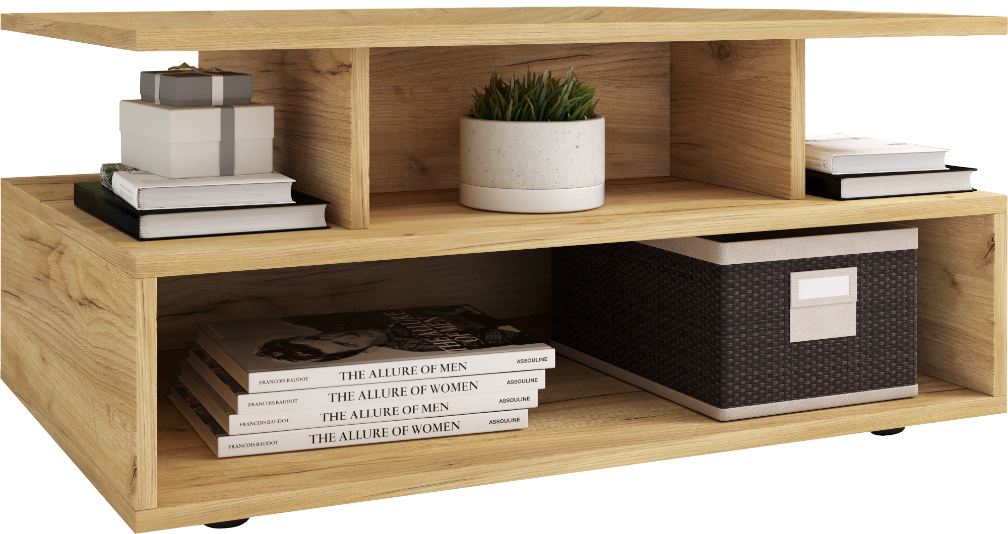 Couchtisch VCM "Holz Sofatisch Couchtisch Wohnzimmertisch Esila", honig, eiche, B:80cm T:50cm, Tische, Couchtisch Eckige Couchtische