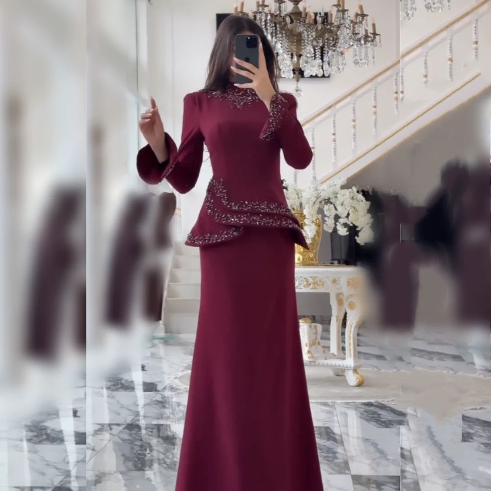 Customized Glitter Rhinestone High Collar Trumpet Long Dresses Sparkle Evening Dress Bespoke Occasion Gorgeous Party Gown