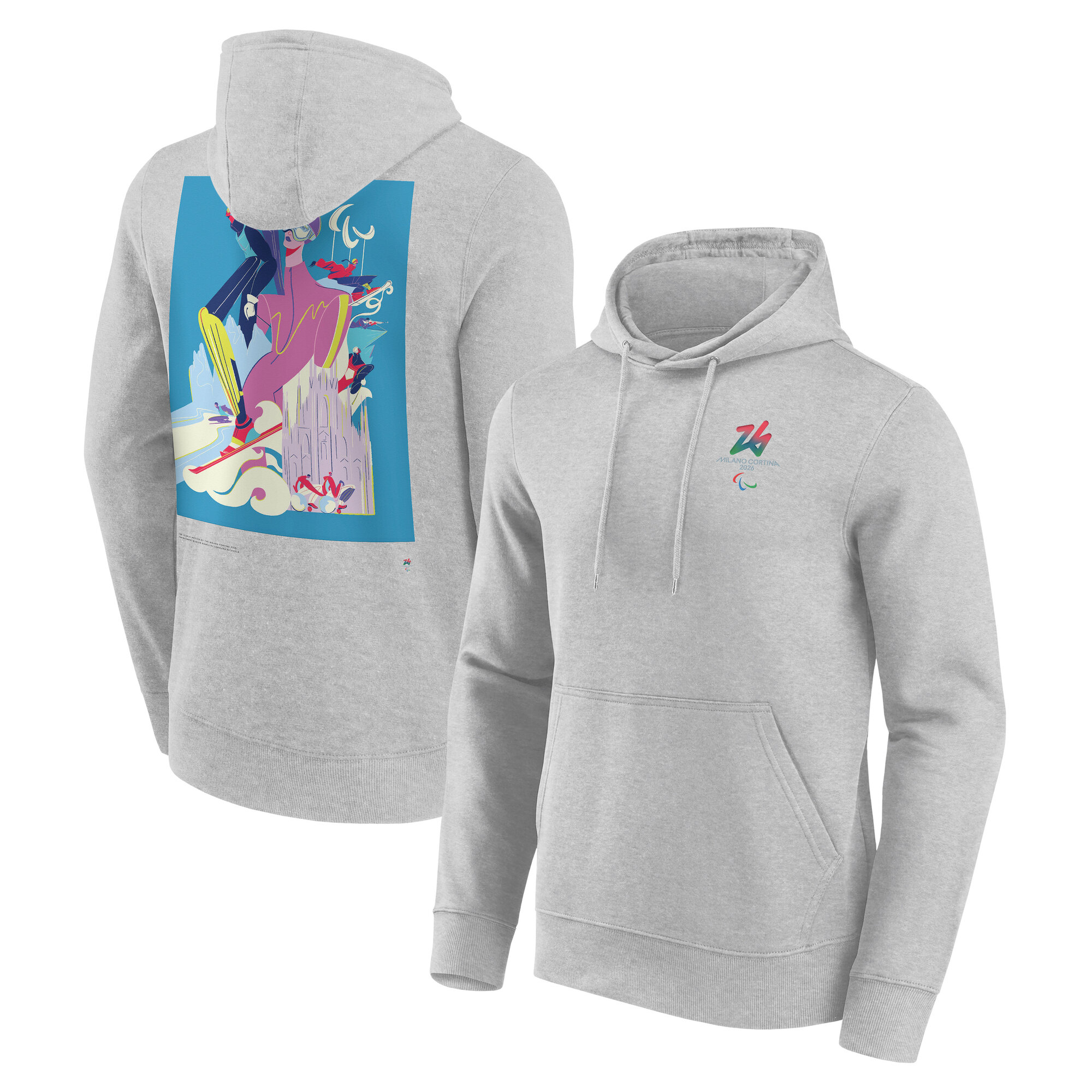 "Milano Cortina 2026 Paralympics Hoodie mit ikonischem Poster-Motiv – Grau" Image