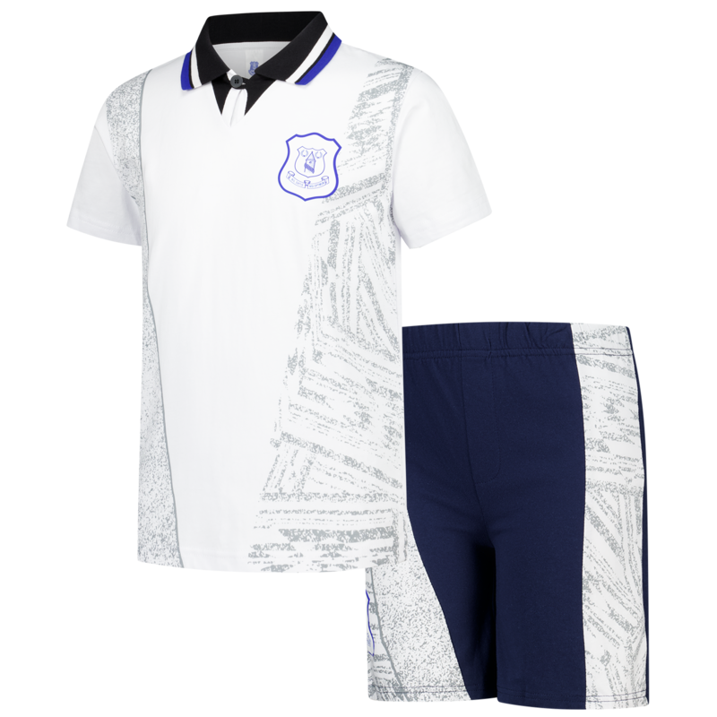 "Everton Retro-Kurzpyjama – Weiß/Marineblau – Kinder" Image