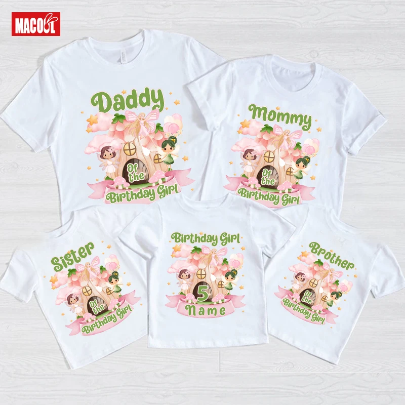 Camicia per ragazza di compleanno fata Abiti coordinati per la famiglia Maglietta per ragazza Abito coordinato per la famiglia Festa di compleanno Maglietta con nome personalizzato 3 7 anni