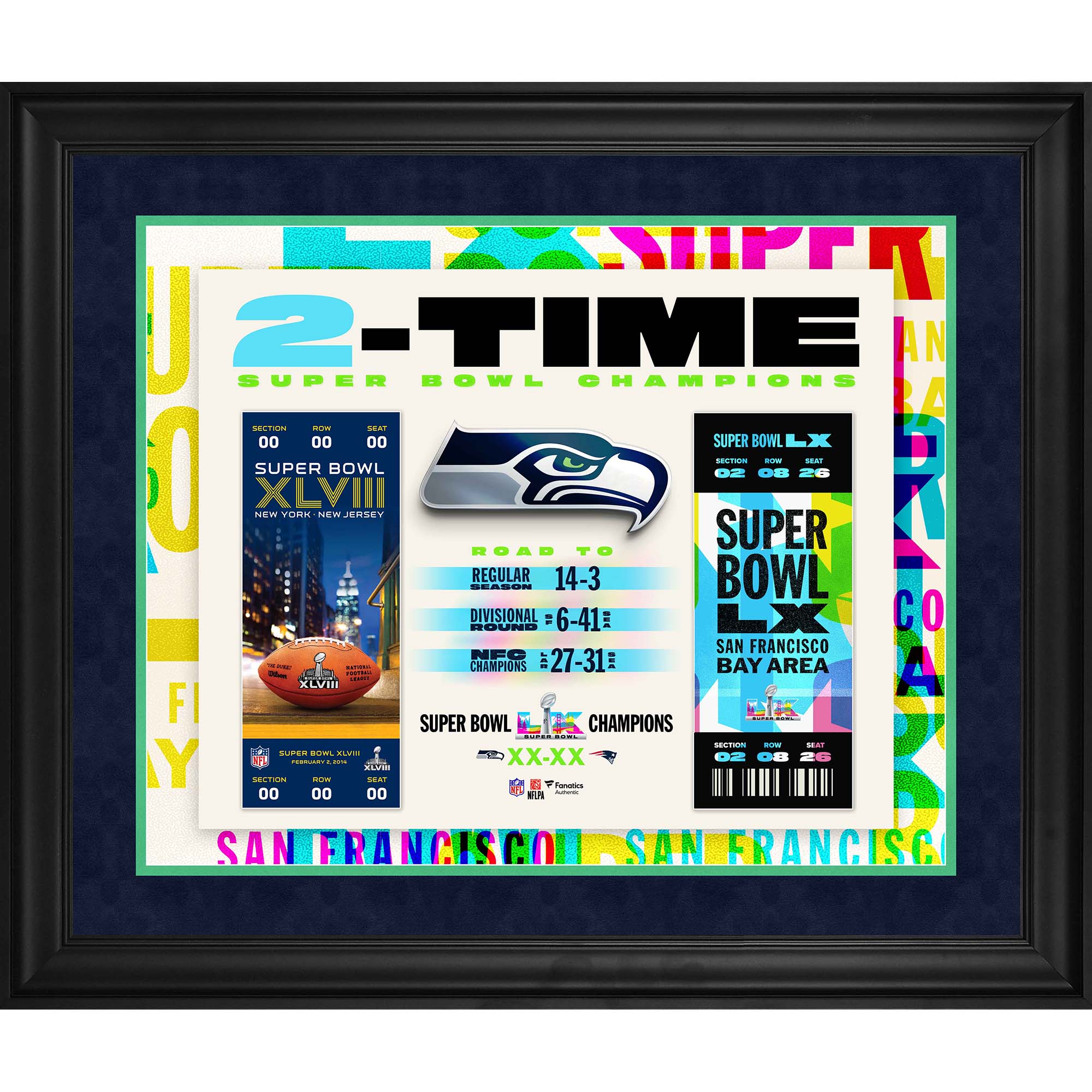 "Seattle Seahawks Super Bowl LX Champions – Gerahmte Collage (20" x 24")" Image