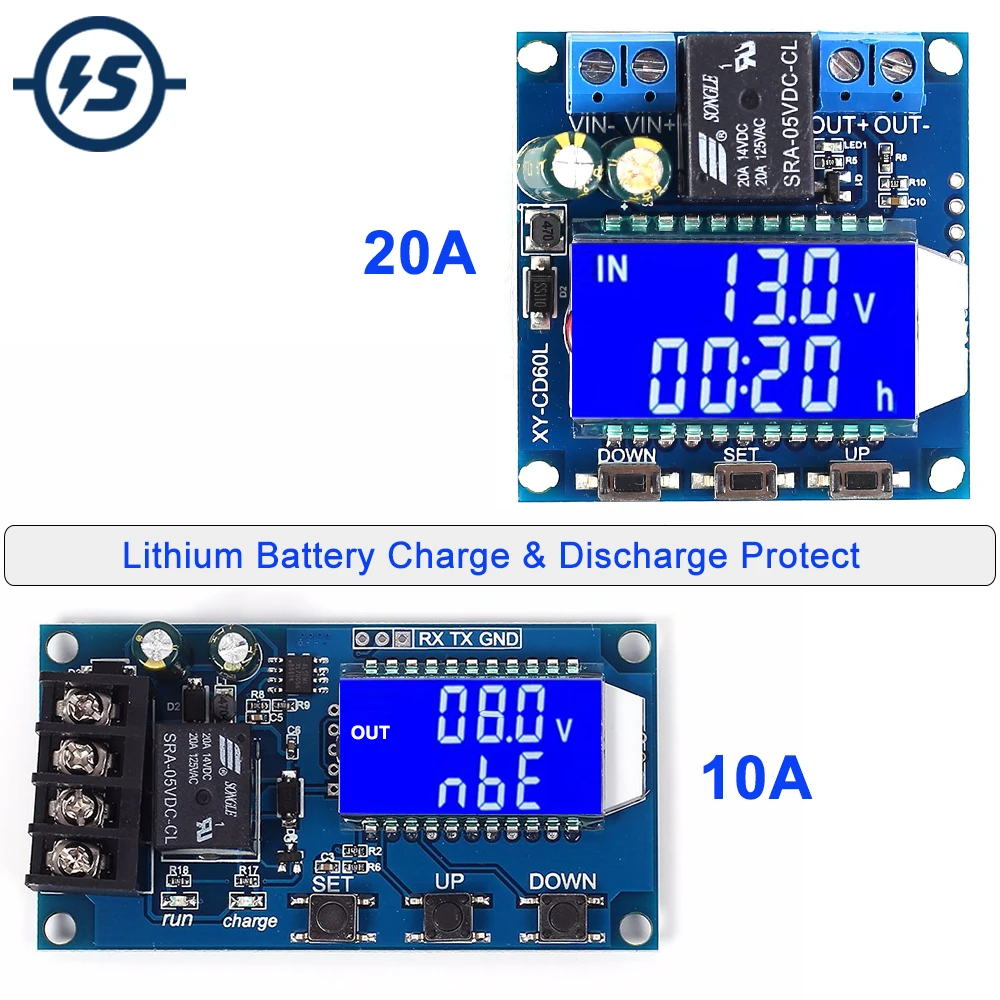 6-60V 20A 10A Blei-Säure Solar Lithium-Batterie Ladung Entladung Controller Schalter Schutz Bord 12V 24V 36V 48V Kapazität Image