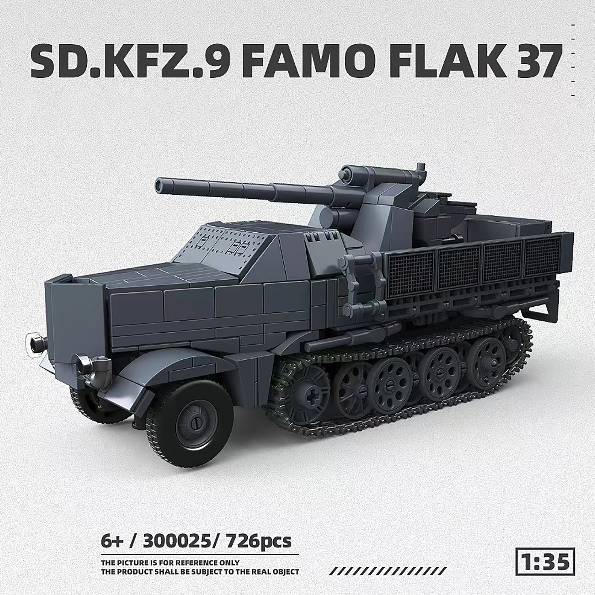 726 stücke SD.KFZ.9 BEROGEN FLAK 37 Bausteine WW2 88mm Artillerie Träger Fahrzeug Modell Militär Ziegel Spielzeug für Kinder Erwachsene geschenke Image