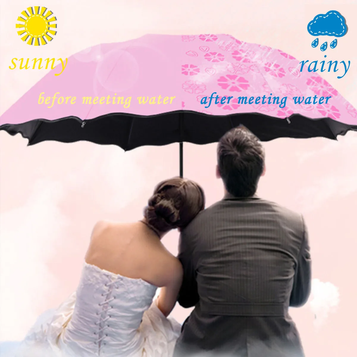 Shine Dual-Use-Regenschirm, faltbarer manueller Regenschirm mit Wasserblütenblüten Image