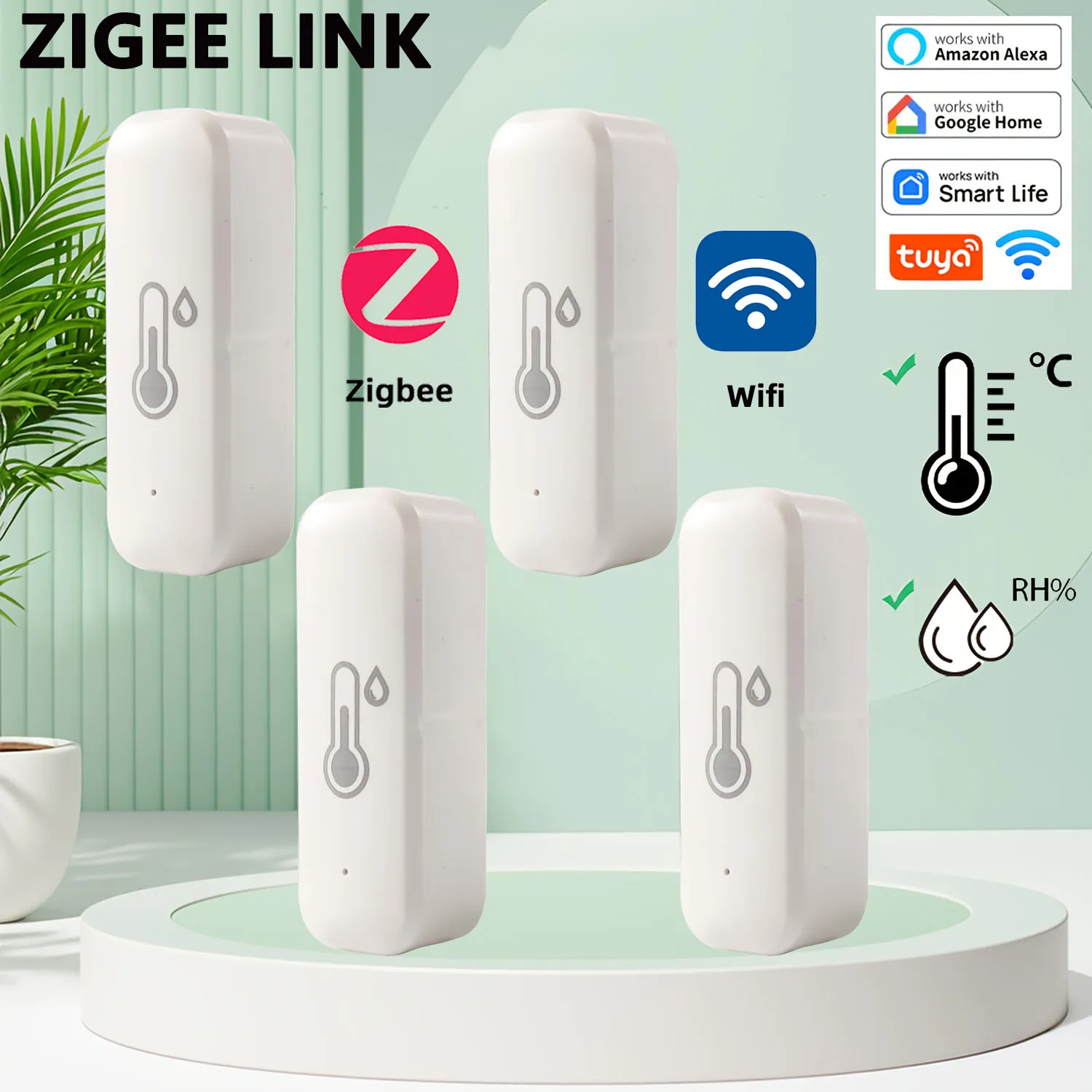 ZigBee 3,0 Smart Temperatur Und Feuchtigkeit Sensor Tuya WiFi Innen Hygrometer APP Monitor Echtzeit Updates APP Amart Home Alexa Image