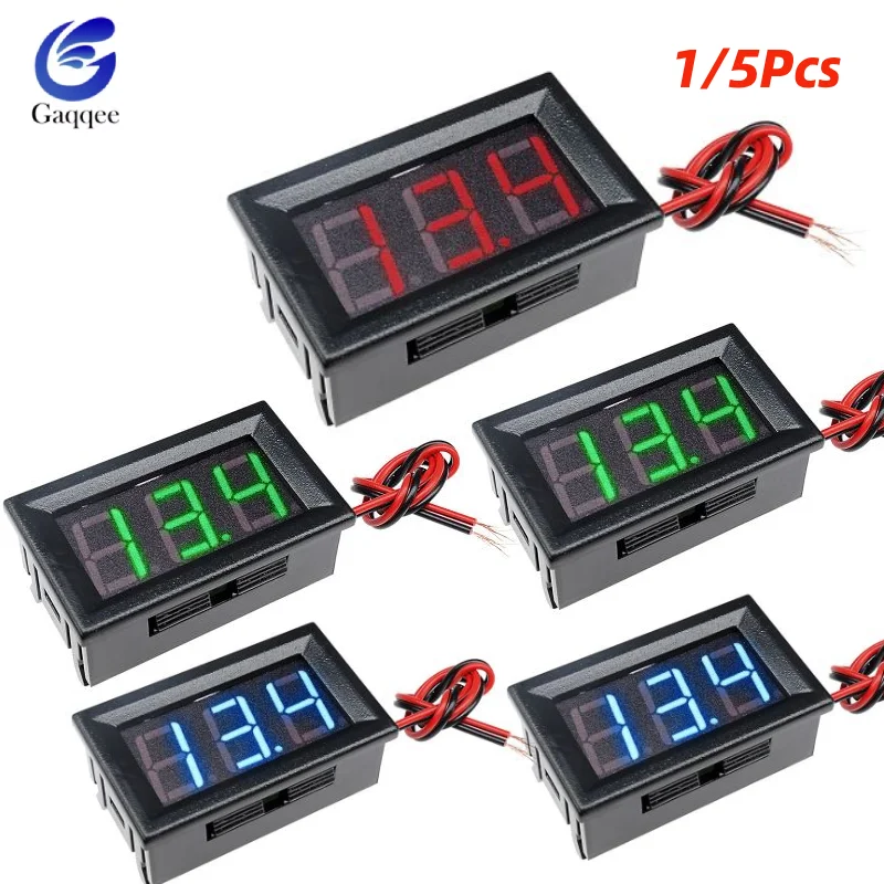 1/5 Stück DC 4,5–30 V Spannungsprüfer 0,56 Zoll Digitalvoltmeter Rot/Blau/Grün LED-Anzeige Elektromobil Motorrad Auto Voltmeter Image