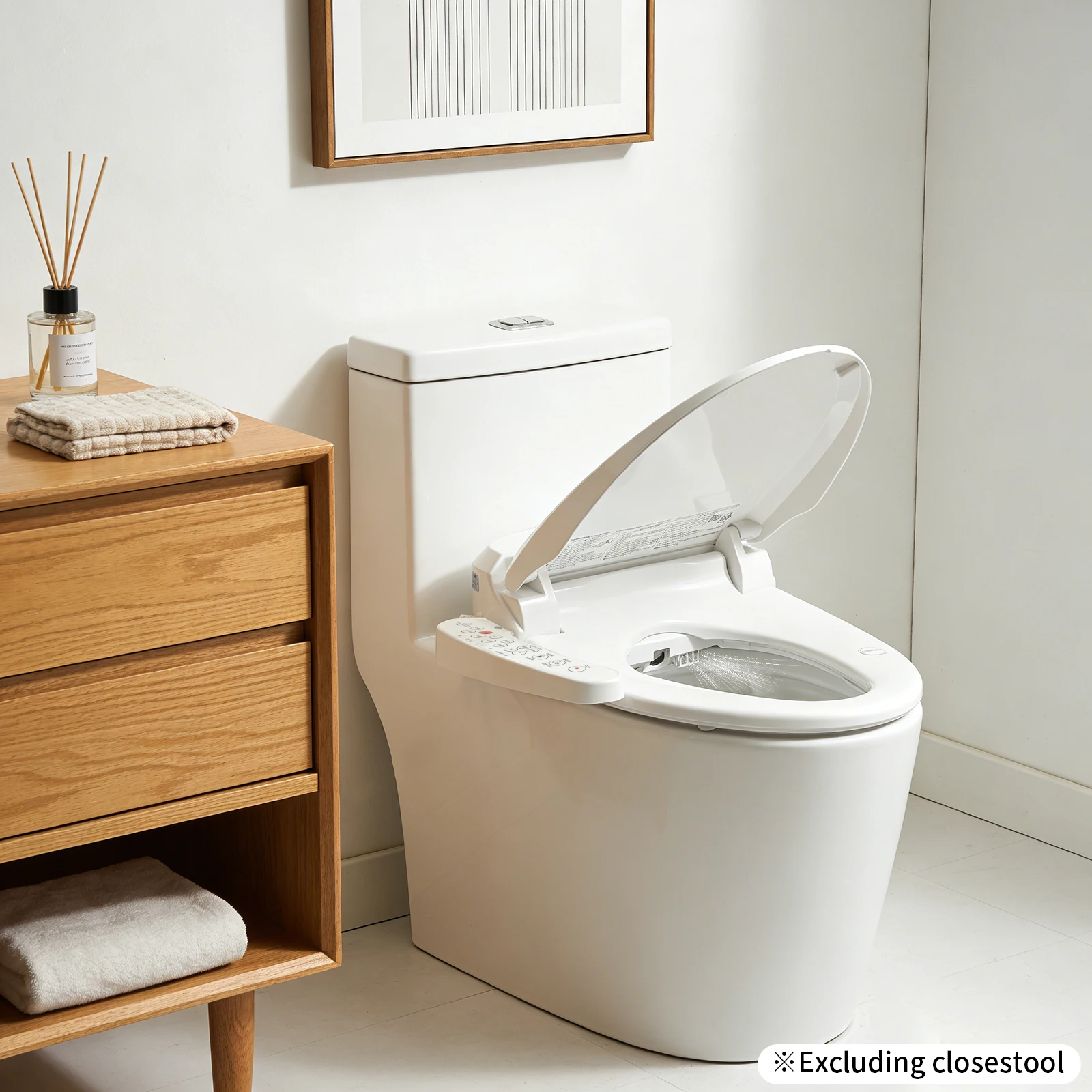 Elektrischer Bidet-Toilettensitz, 1350 W, mit einstellbarem Warmwasser und Lufttrockner, beheizter Sitz für modernes Badezimmer, EU-Stecker