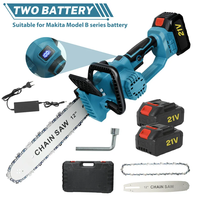 12-Zoll Bürstenlose Elektrische Kettensäge 2200W 20000RPM Kabellose Handkettensäge Gartenpflegewerkzeug für Makita 21V Akku Image