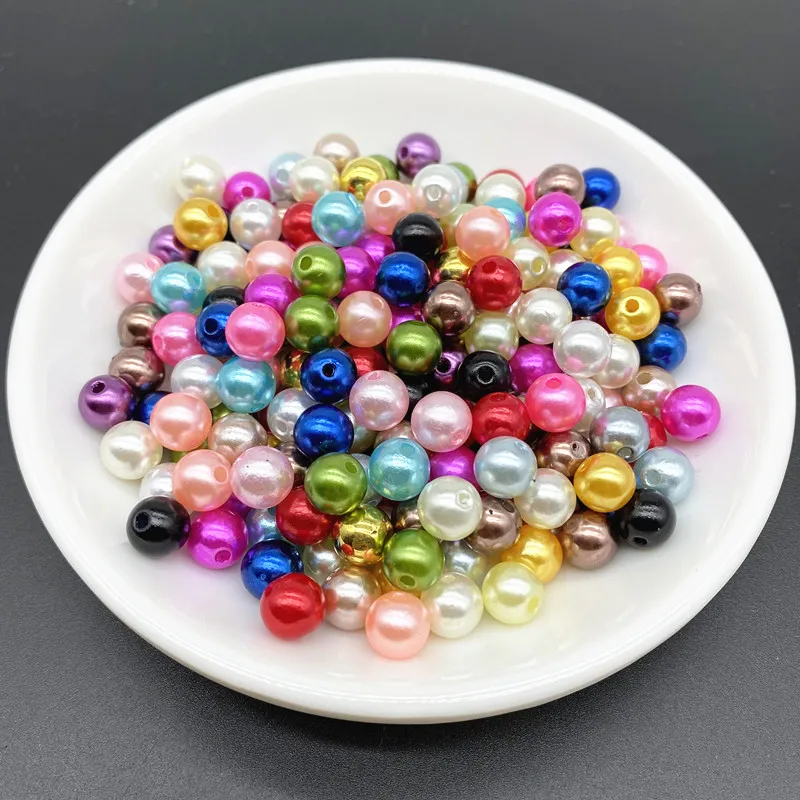 4/6/8/10mm Acryl perle runde Abstands halter lose Perlen Modeschmuck machen Zubehör DIY # bz Image
