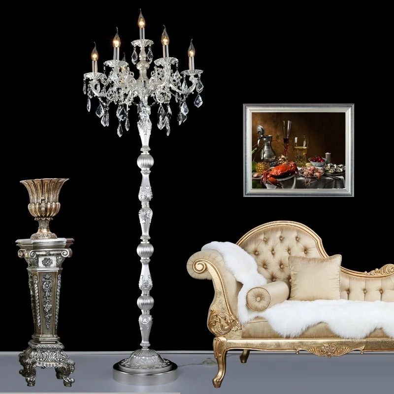 Klassische 7-flammige Kristall-Stehlampenfassung, Lampe, Kristallglanz, Kerzenständer, Stehleuchte Image