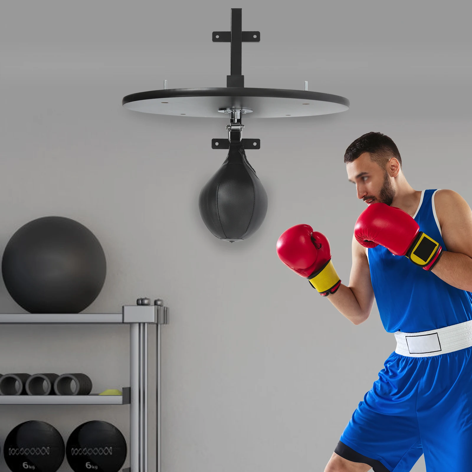 Boxen Speedball Set Wandmontiert Höhenverstellbar 30cm Fitness Boxen Speedball Trainingsball Zubehör Image
