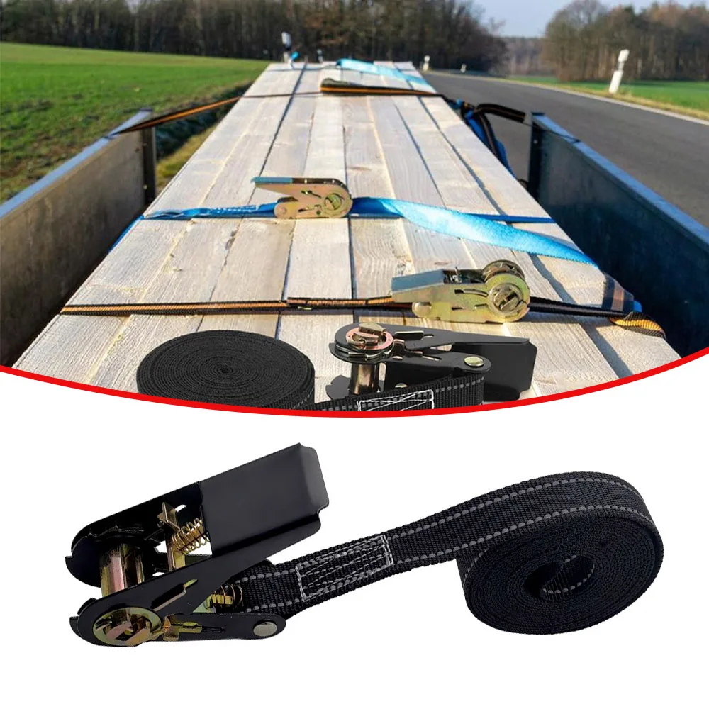 Tragbare Kompakte Ratschenreifengurte Hochbelastbare Auto-Zurrgurte 1m Bruchfestigkeit Verstellbar Verstärkt mit Karabinerhaken Image