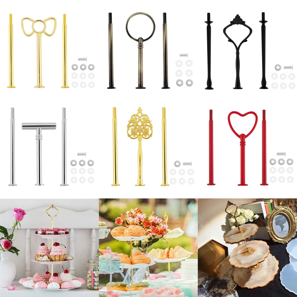 3-stufiger Kuchen-Teller-Ständer, Griff, Kuchenständer, Hardware-Halter für Hochzeit, Party, Herstellung von Harz, Cupcake, Dessert-Teller, Servierständer Image