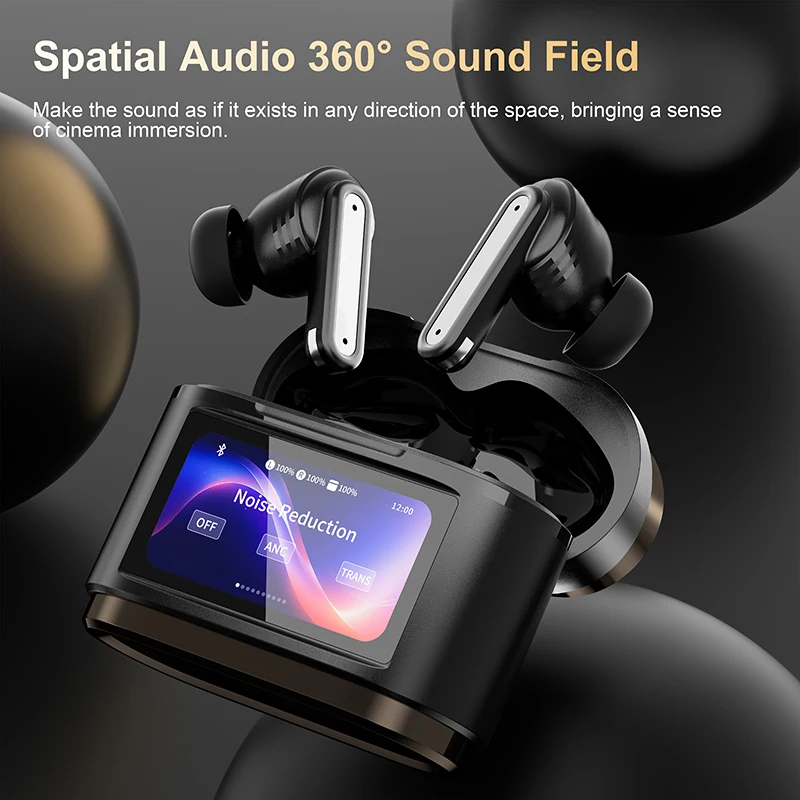 Smarte Digitale Touchscreen-Kopfhörer mit Bluetooth-Unterstützung, ANC+ENC Aktiver Geräuschunterdrückung und Touchscreen 2025 Image