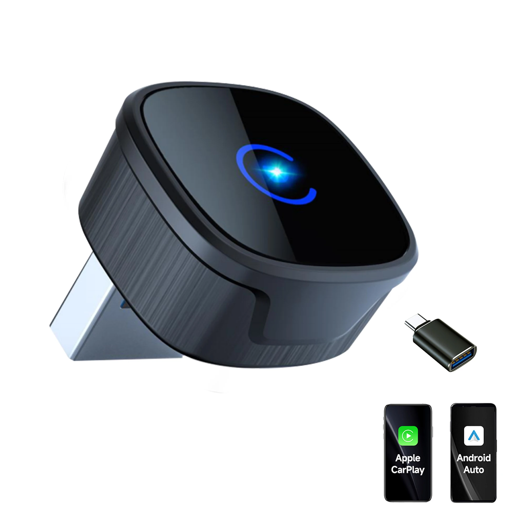 2026 Verbesserter 2-in-1 Kabelloser CarPlay & Android Auto Adapter, Plug & Play Kompatibel mit iPhone & Android Smartphones Image