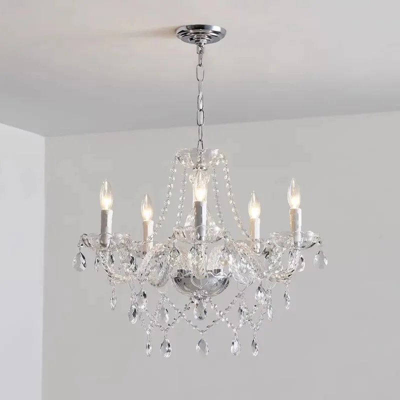 Kristall-Kronleuchter, französischer europäischer Wohnzimmer-Kronleuchter, Glas-Kronleuchter, Schlafzimmer, hochwertiger Luxus-Kerzenkristall im Palaststil